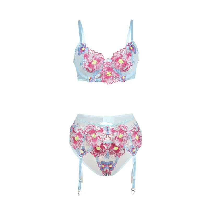 Σετ Σουτιέν & Ζαρτιέρα με Floral Κέντημα - S/m product.details.thumbnail 4
