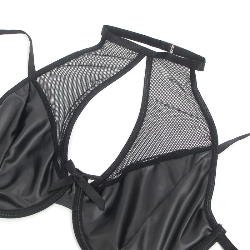 Σετ Bralette & Mini Φούστα με Wet Look & Δίχτυ - L/xl product.details.thumbnail 4