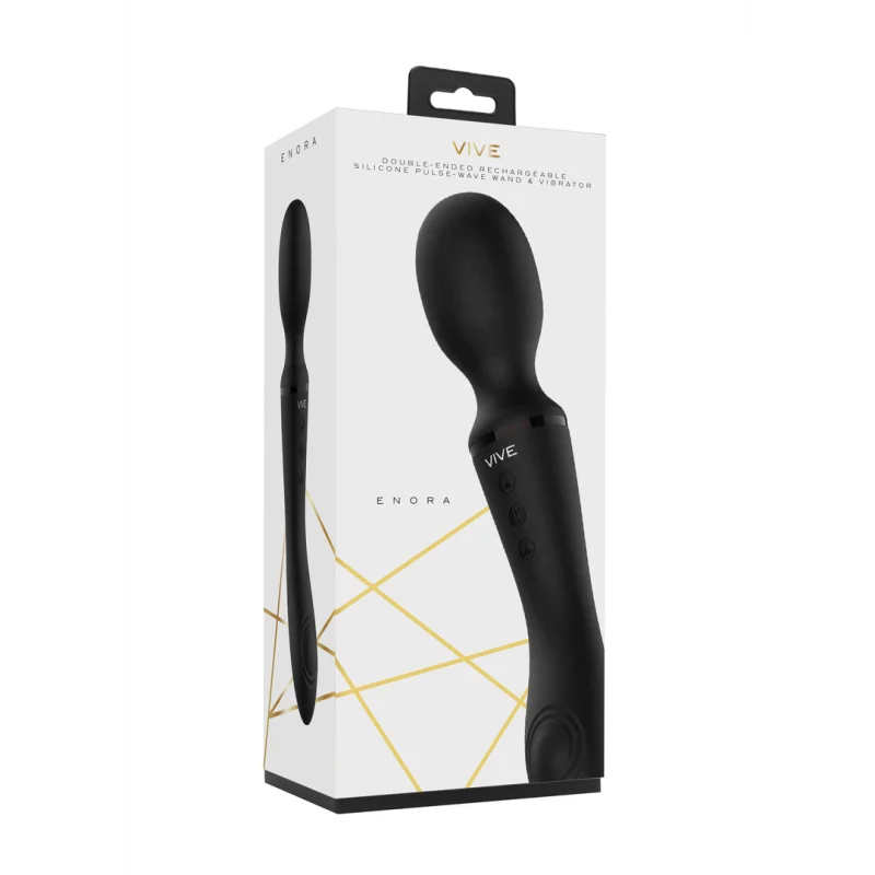 Enora - Rechargeable Double-ended Pulse-wave Wand Vibrator - Black