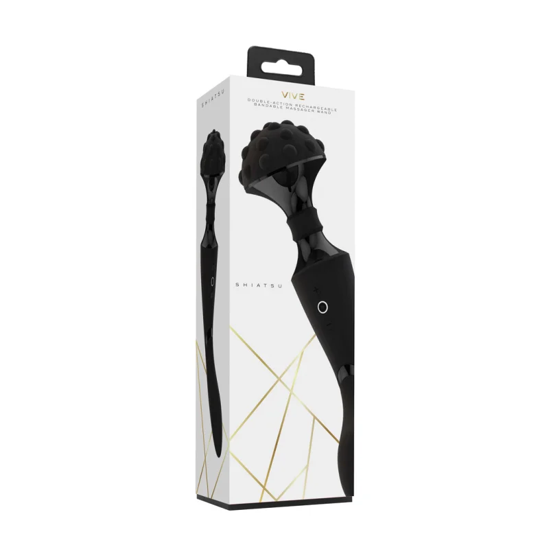 Shiatsu - Rechargeable Dual-stimulation Vibrator With 2 Motors - Black