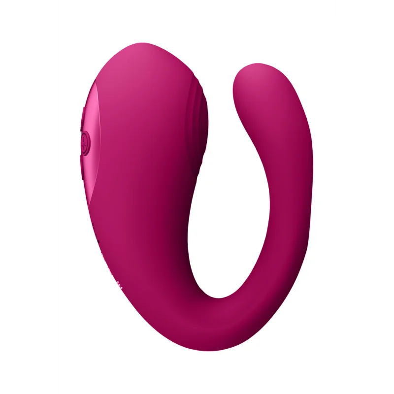 Yoko - Rechargeable Triple-action Vibrator With Dual Prongs And Clitoral Pulse Wave - Pink
