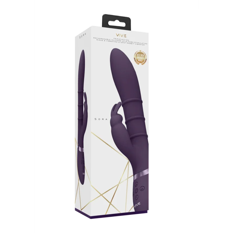 Sora - Rechargeable G-spot Rabbit Vibrator With Moving Rings - Purple