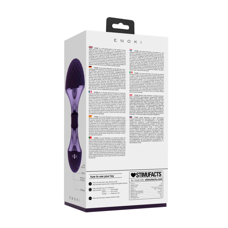 Enoki - Waterproof Massager Vibrator With Flexible Head And Climax Function - Purple