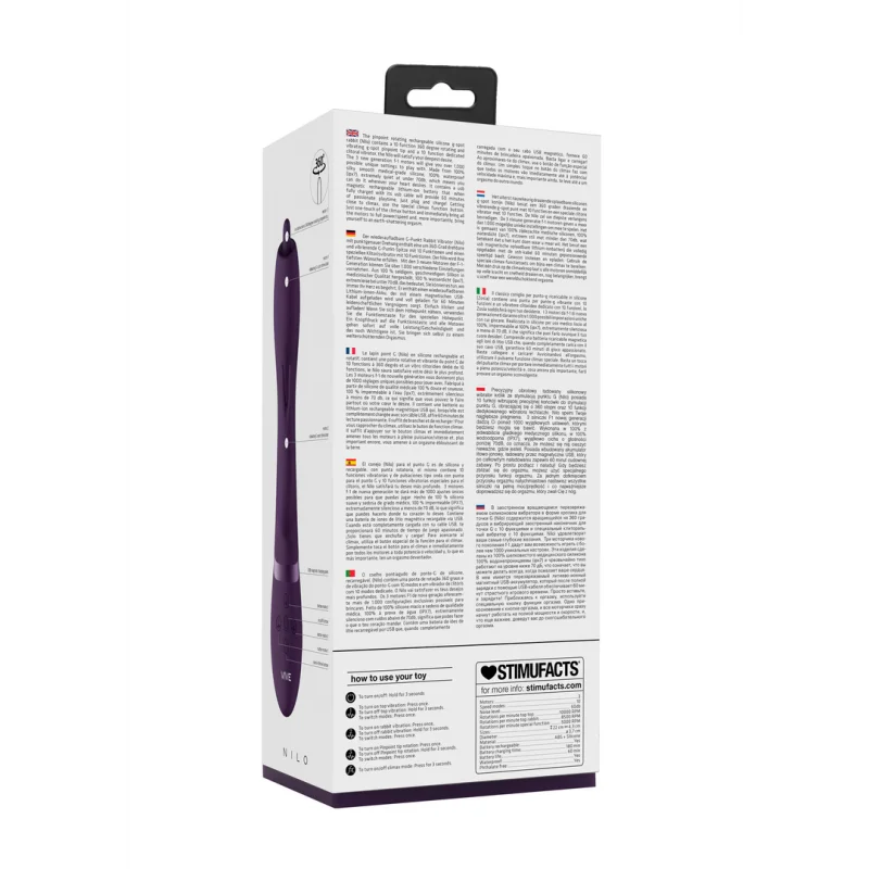 Nilo - Rechargeable Rotating G-spot Rabbit Vibrator - Purple