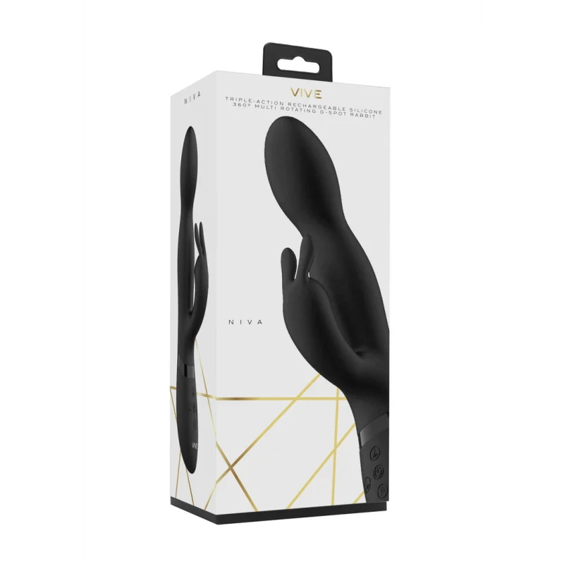 Niva - Rechargeable Rotating G-spot Rabbit Vibrator - Black