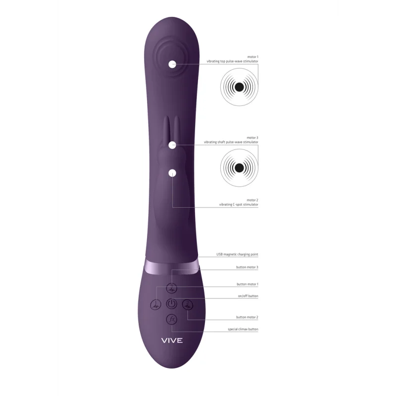 May - Επαναφορτιζόμενος Dual Pulse-wave Rabbit Δονητής με 3 Μοτέρ - Μοβ product.details.thumbnail 4