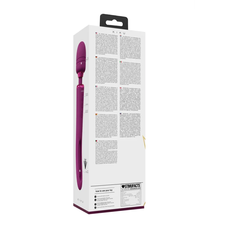 Kiku - Rechargeable Double-ended Wand Vibrator With Moving G-spot Stimulator - Pink