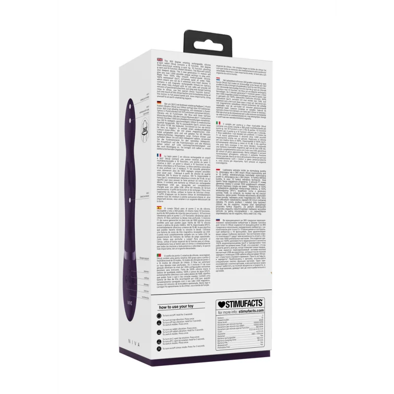 Niva - Rechargeable Rotating G-spot Rabbit Vibrator - Purple