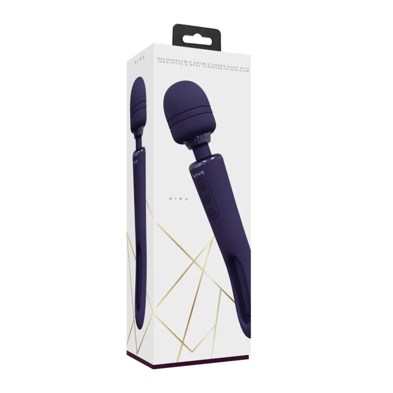Kiku - Rechargeable Double-ended Wand Vibrator With Flapping G-spot Stimulator - Purple