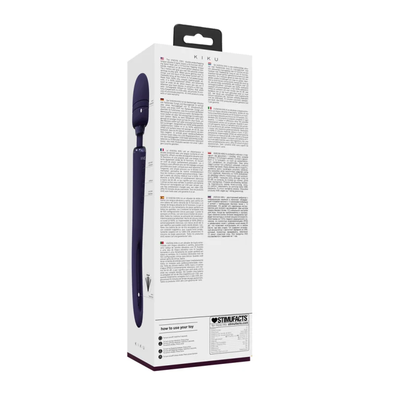 Kiku - Rechargeable Double-ended Wand Vibrator With Flapping G-spot Stimulator - Purple