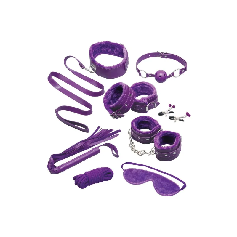 Fuzzy Collection - Σετ Bdsm 12 Τεμ. με Χειροπέδες, Κολάρο-Λουρί, Φίμωτρο και Αξεσουάρ