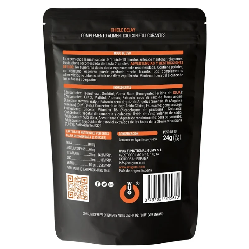 Sex Sense Delay Gum - Τσίχλα με Ψευδάργυρο, Σελήνιο & B6 - 10 τεμάχια