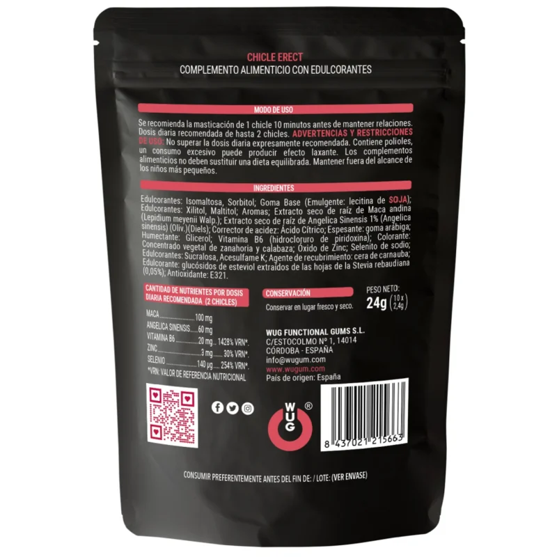 Sex Sense Erect Enhancer - Τσίχλα με Maca, Ψευδάργυρο & B6 - 10 τεμάχια