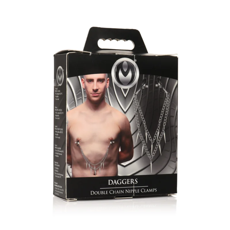 Double Chain Nipple Clamps - Πιαστράκια Θηλών με Διπλή Αλυσίδα - Μαύρο/Ασημί product.details.thumbnail 3