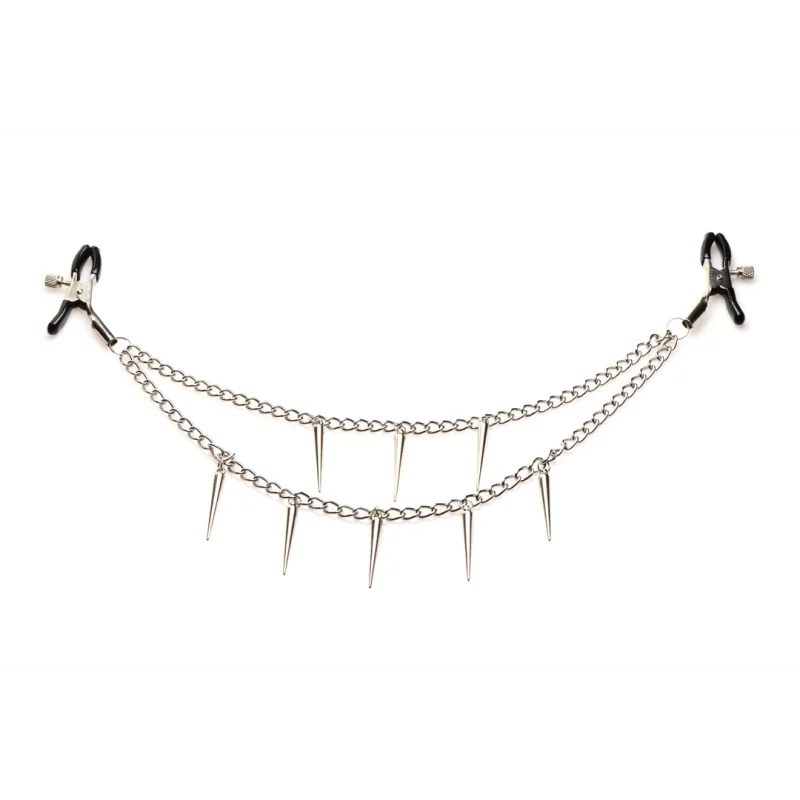 Double Chain Nipple Clamps - Πιαστράκια Θηλών με Διπλή Αλυσίδα - Μαύρο/Ασημί